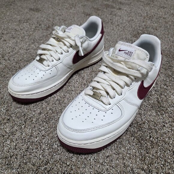Nike Air Force 1 Low White Maroon Leather Men’s Size 8 DB4455-100 - Picture 1 of 9
